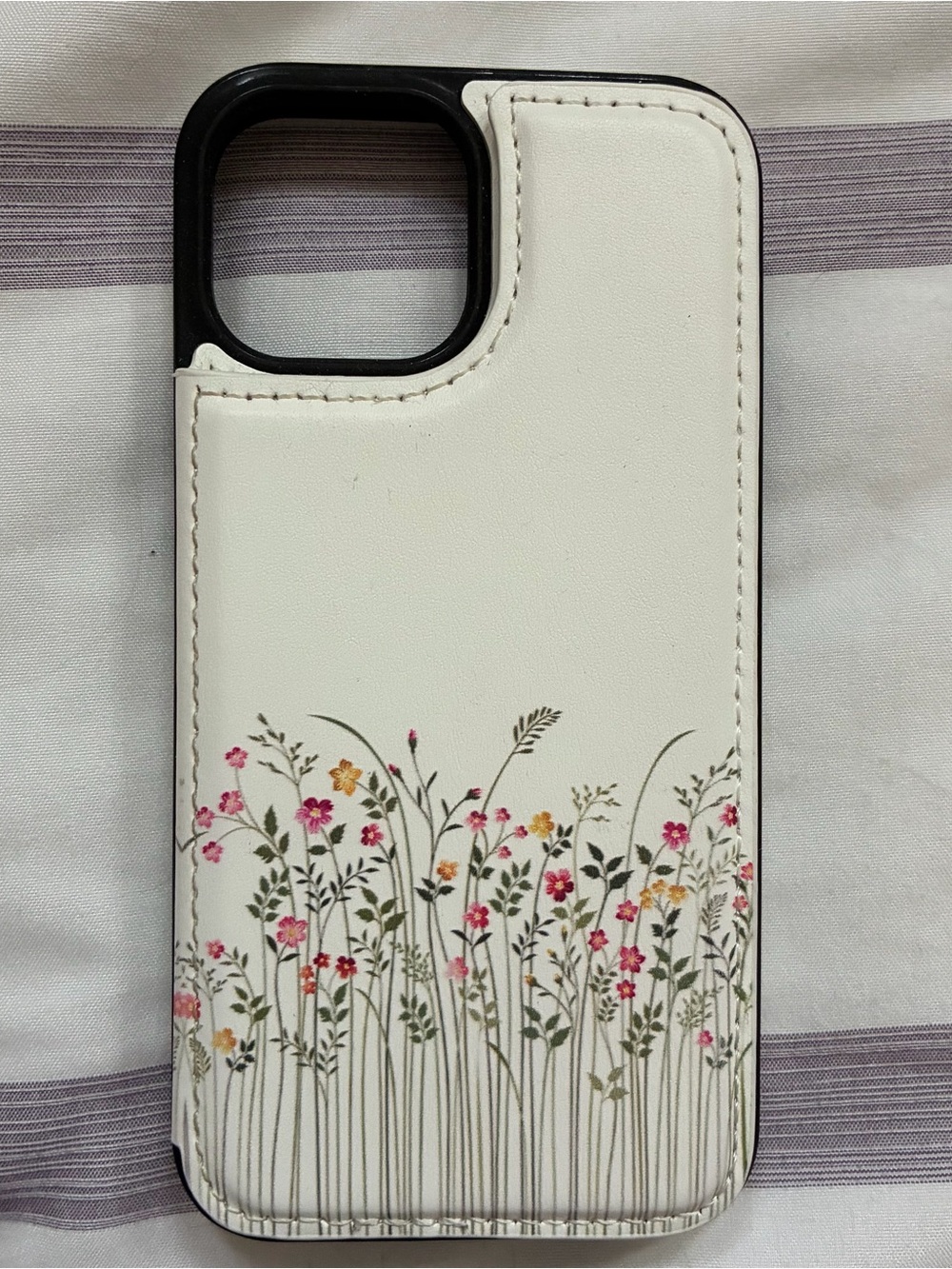 iPhone 13 mini White Floral Wallet Phone Case - Compatible Cell Phone Accessory